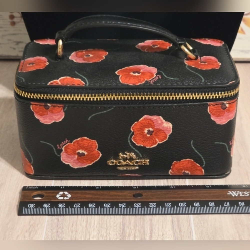 Coach Vanity Case Poppy Print Makeup Bag